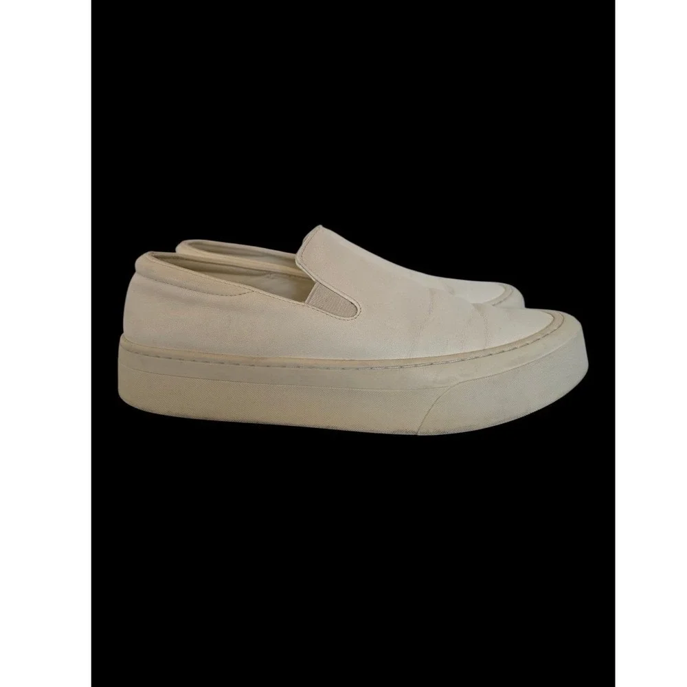 THE ROW Cream Leather Platform‎ Minimalist Old money Slip On Shoes sz 36 US 5.5